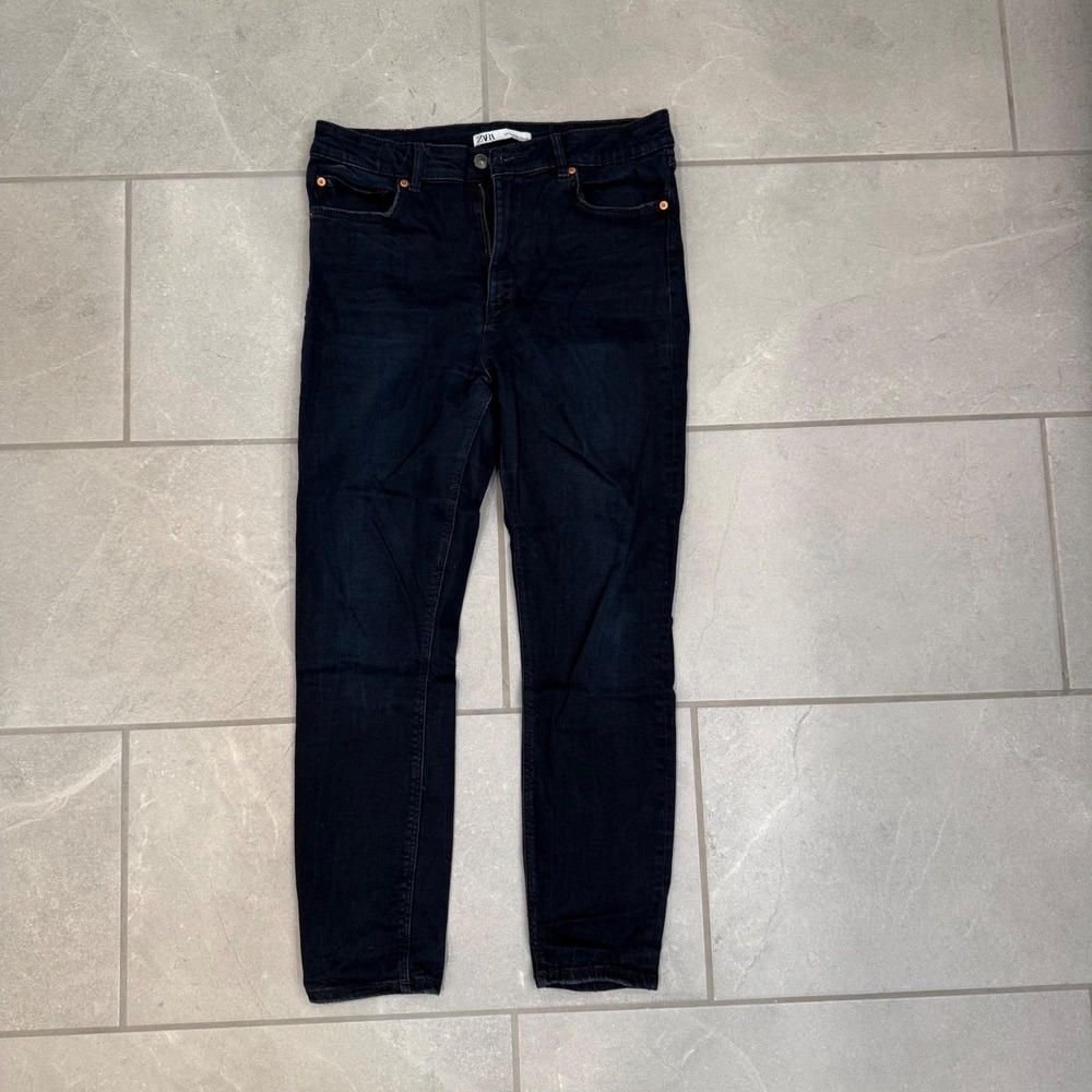Zara Womens High Waisted Skinny Jeans Dark Wash Indigo Blue Size 12 44 34
